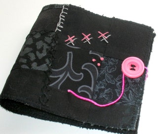 Patchwork Needle Case, Black and Pink