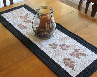 Eco Print Modern Tablerunner / Leaf print hand dyed table runner / free shipping in Canada