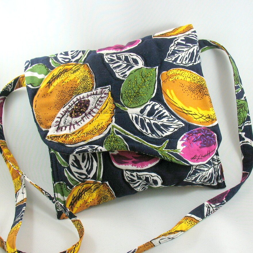 Crossbody Purse / Figs and Leaves / Reduced Price Etsy