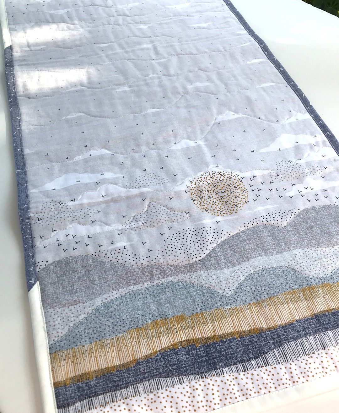 Contemporary Quilted Table Runner Beach Theme Etsy