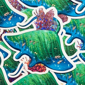 Ocean Manta Ray Glitter Sticker