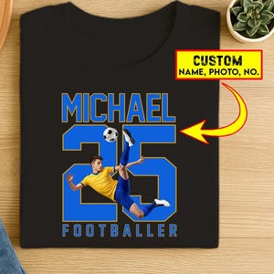 Custom Name and Number Football Player Shirt, Football T-shirt, Custom Picture Personalized Gift, Gift for Dad, Gift for Him, Gift for Her