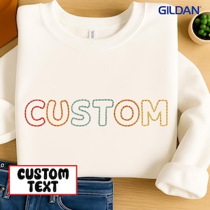 Custom Embroidered Gildan T-Shirt: Personalized Text Tee, Birthday Gift