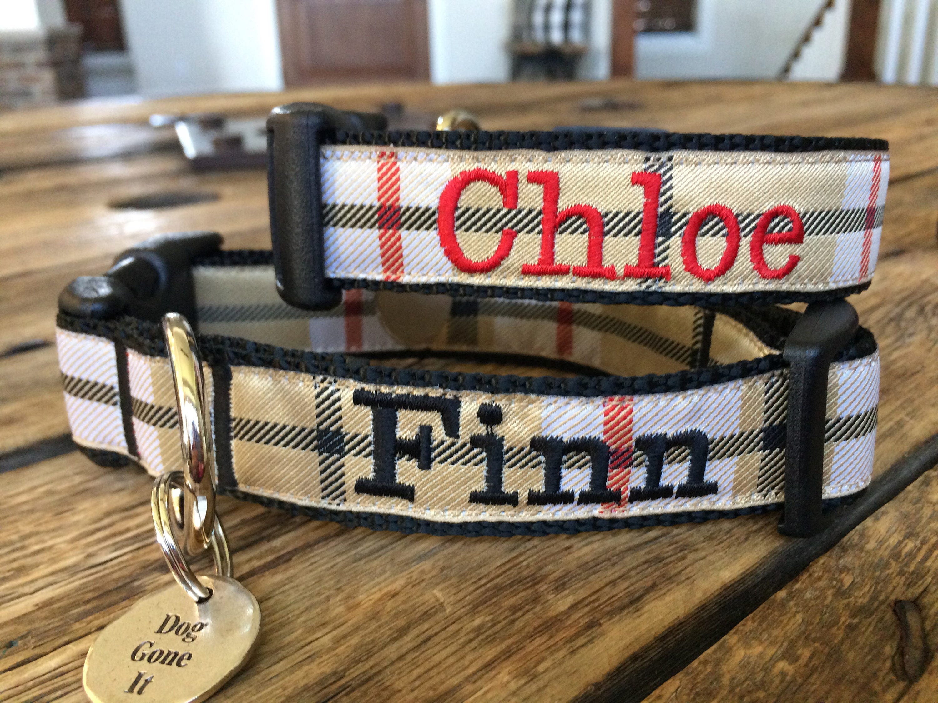 5/8 Width Personalized Dog Collar Burberry Dog Collar 