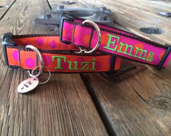 1" Width, Personalized dog collar, Custom dog collar, Martingale Collar, Embroidered Dog Collar, Engraved dog collar, Dog tag, Dog Gone It