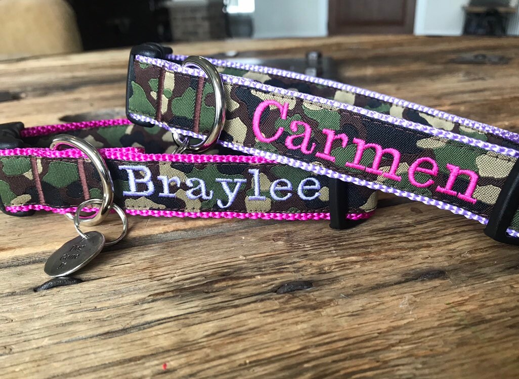 1 Width Personalized dog collar Camo dog collar Etsy