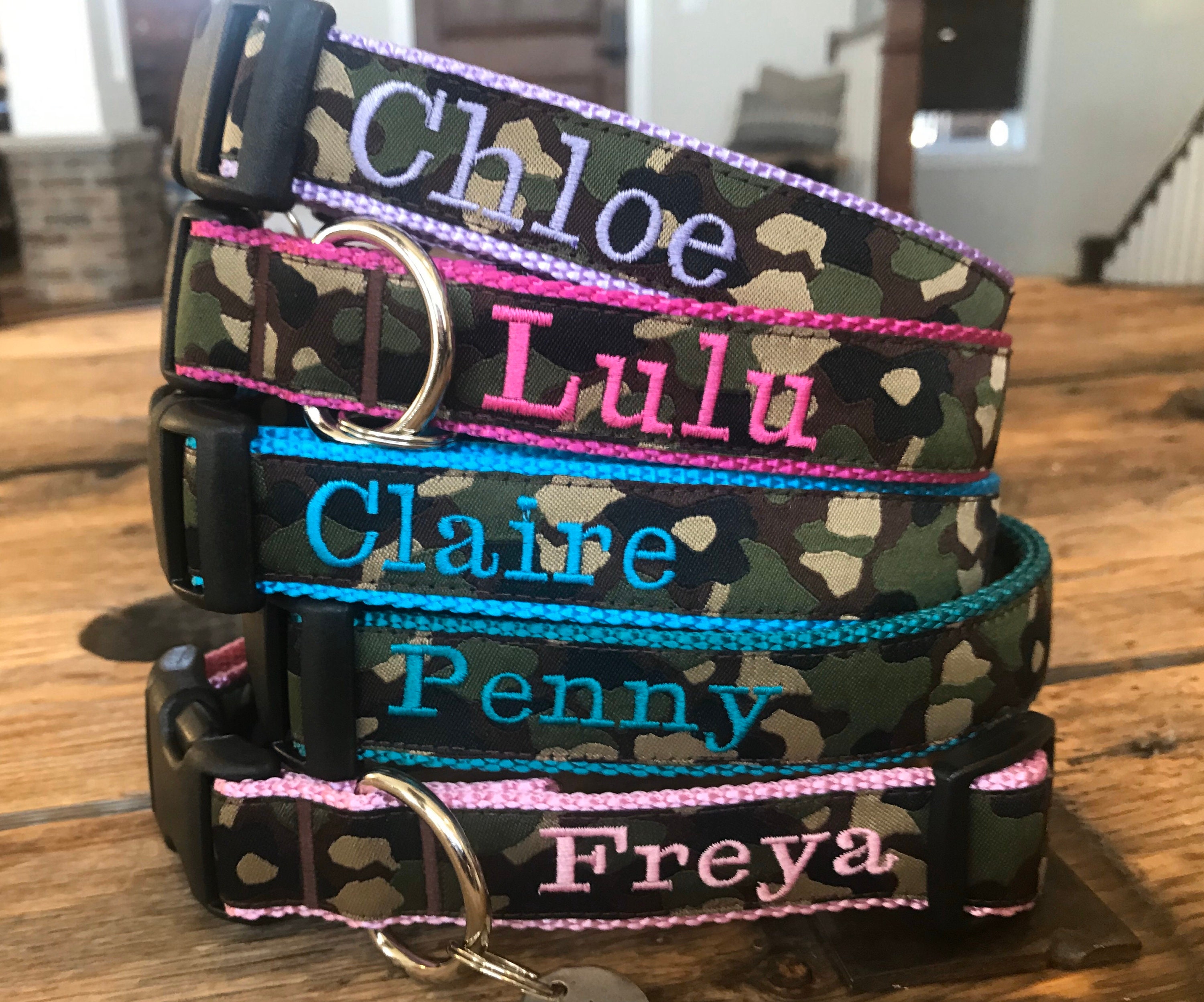 1 Width Personalized dog collar Camo dog collar Etsy