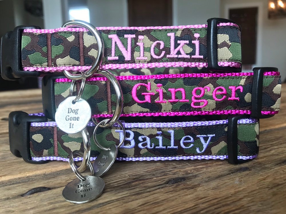 1 Width Personalized dog collar Camo dog collar Etsy