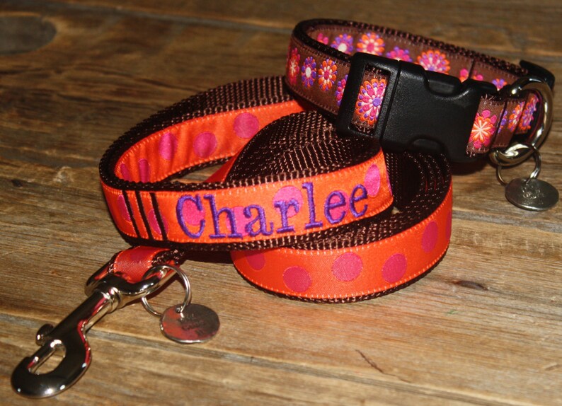 Collar and Leash Set 1WidthMed or Large. Personalized Etsy