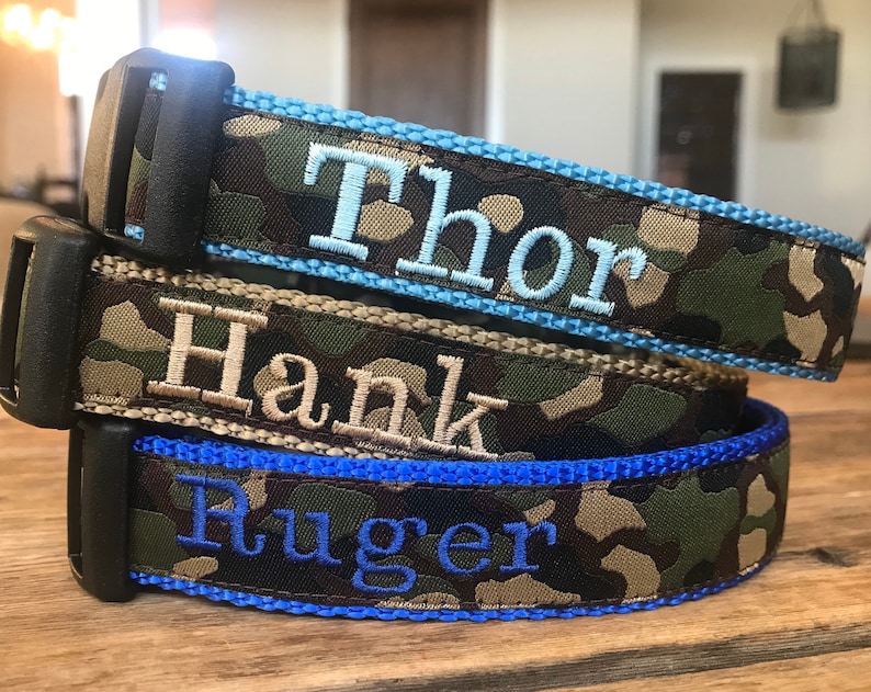 1 Width Personalized Dog Collar Camo Dog Collar Etsy