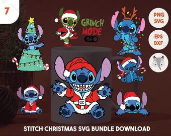Pakiet świątecznych ściegów z kreskówek — pliki SVG, PNG, EPS i DXF dla Cricut, Wesołych Świąt Stitchmas
