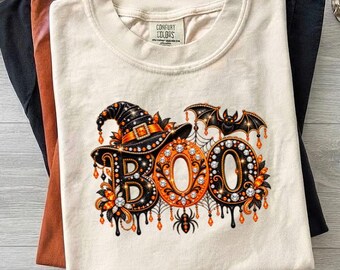 Halloween BOO PNG, Jeweled Boo Design, Rhinestone Halloween png, Glam Halloween svg, Witch Hat PNG, Halloween Digital Download