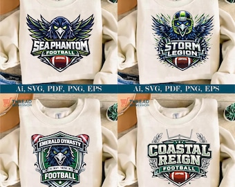 Raven Football Logo Bundle SVG PNG, Mascot Sports Team Logo Pack, Vector Football Design for Cricut, Print & Merchandise