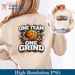 Streetball Graffiti PNG SVG Urban Hoop Designs Basketball Shirt Design Motivational Team Quotes One Team One Grind Sports Digital Download