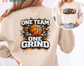 Streetball Graffiti PNG SVG Urban Hoop Designs Basketball Shirt Design Motivational Team Quotes One Team One Grind Sports Digital Download