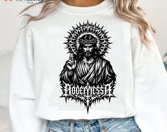 Jesus Saves Metal SVG PNG Christian Gothic Design Digital Download Religious Crown of Thorns Graphic Sublimation Print File for Cricut