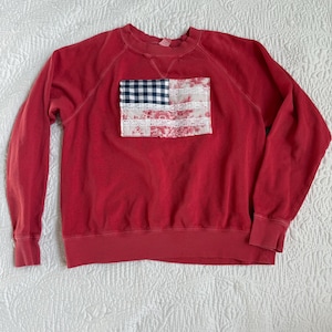 Quilted  flag  sweatshirt, vintage flag sweater, July 4th sweater, Independence Day