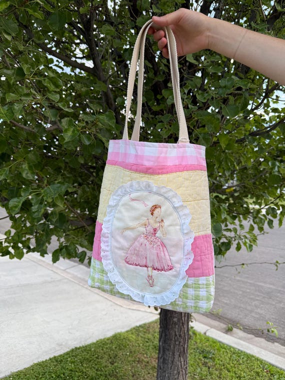 Quilted Patchwork Tote Bag: Handmade Ballerina Dance Bag UK