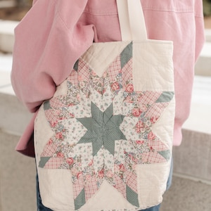 Shoulder bag, quilted bag, vintage quilt tote, homemade bag