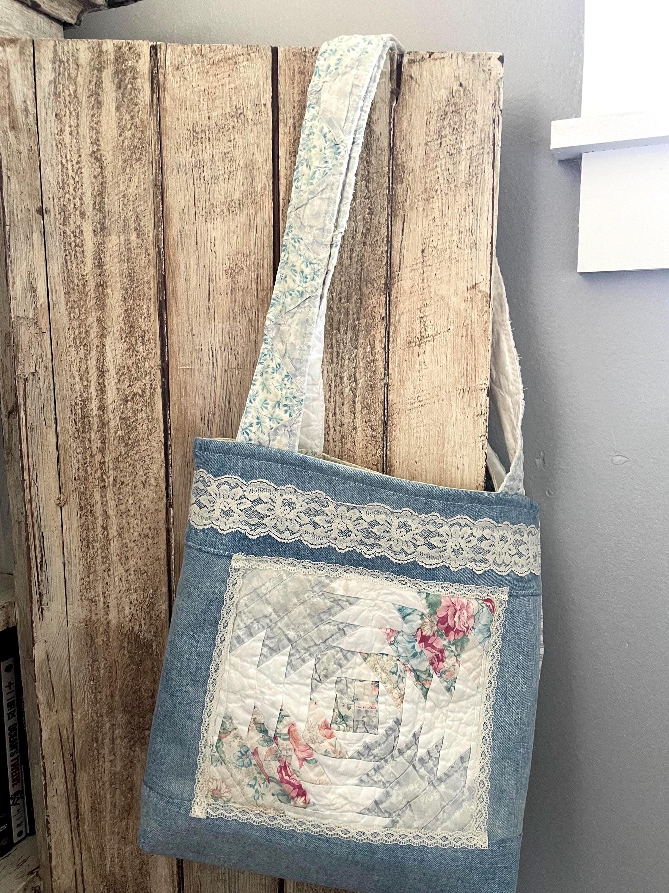 ハンドメイド パッチワークキルト ヴィンテージ ショルダーバッグ 古着 