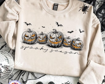 Spooky Season PNG Halloween Pumpkin PNG Fall Pumpkin Sublimation Shirt PNG Spooky Pumpkin Design Trendy Halloween Png Spooky Autumn Shirt
