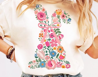 Coquette Easter Bunny Floral Png, Happy Easter Png, Embroidery Bunny, Floral Easter Bunny Png, Easter Shirt Png, Spring Floral, Bunny Design