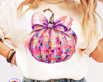 Coquette Pumpkin PNG Trendy Fall Shirt PNG Disco Ball Pumpkin Sublimation Design Pumpkin Season PNG Fall Mama Png Pumpkin Design Download