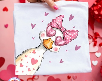 Divertente San Valentino Oca PNG Civettuola San Valentino PNG Sciocco Oca Maglietta di San Valentino PNG Amore San Valentino PNG Disegni di sublimazione Trendy Preppy PNG
