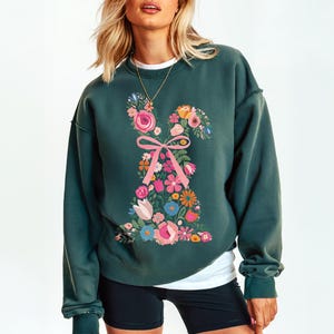 Coquette Easter Bunny Floral Png, Embroidery Bunny, Floral Easter Bunny Png, Easter Shirt Png, Retro Easter Png, Spring Floral, Bunny Design, Faux Embroidery, Happy Easter Png, Spring Shirt Design.