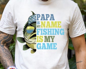 Fishing Dad PNG Funny Fish Sublimation Design Retro Bass Fisherman Shirt PNG Father's Day Gift Fishing Is My Game Digital Download