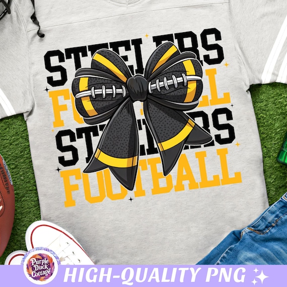 Pittsburgh Game Day Football PNG Steelers Football Shirt Coquette Mom PNG Sport Sublimation Design Football Bow Game Season Sport Download
