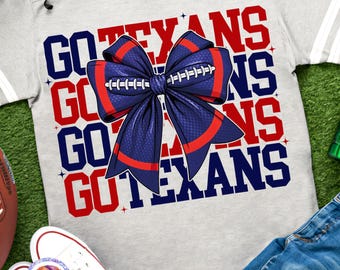 Texans Game Day Football PNG Houston Football Shirt Coquette Mom PNG Sport Sublimation Design Football Bow Preppy Game Season Sport Download