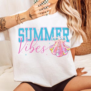 Summer Vibes Pink Clam Png Coquette Summer Bow Shirt Summer Beach Vibes Png Shirt Pearl Coquette Summer Design Coastal Shirt Png Download