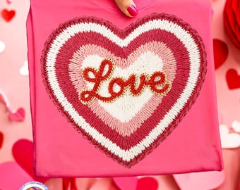 Valentinstag Herz PNG Liebe Kunstgarn PNG Preppy Valentinstag Png Häkeln Valentine Shirt Png Sublimation Designs Trendy Vday Png