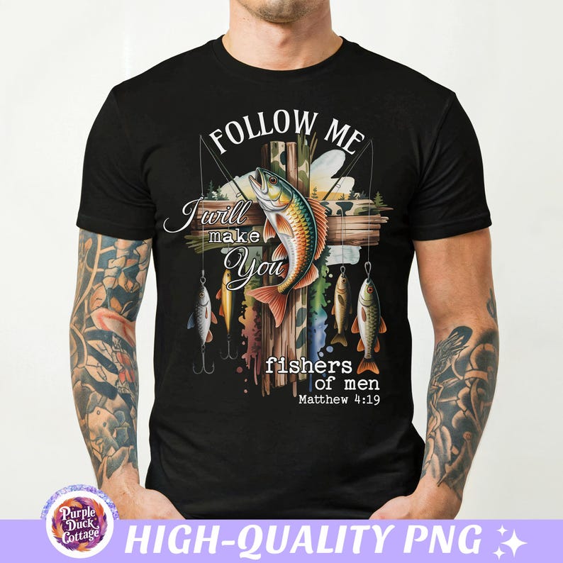 Fishers of Men Camo Cross Fishing PNG Christian Bible Verse Nature ...