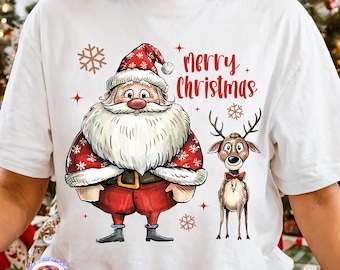 Deer Santa PNG Preppy Christmas PNG Merry Christmas Santa Png Funny Boy Christmas Holiday Shirt PNG Winter Sublimation Reindeer Png Xmas Dtf