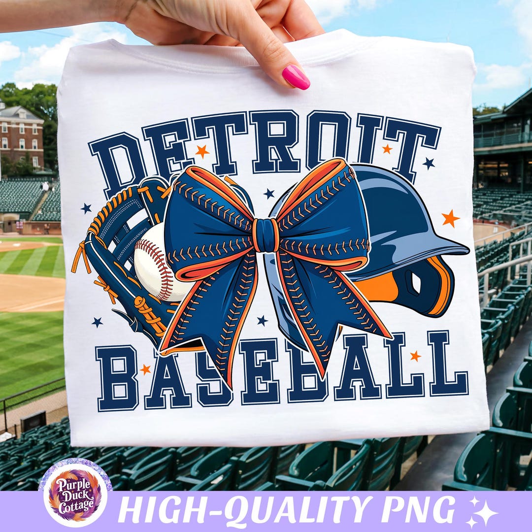 Tigers Baseball Bow PNG Detroit Game Day Shirt Baseball Coquette PNG ...