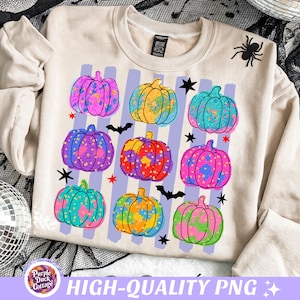 Spooky Season PNG Preppy Pumpkin PNG Striped Fall Sublimation Design Girly Halloween Shirt PNG Trendy Autumn Boutique Png