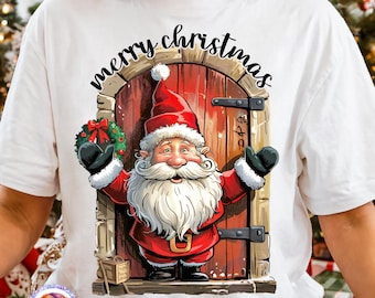 Preppy Santa PNG Merry Christmas Holiday Shirt PNG Retro Santa Claus Christmas PNG Cozy Winter Sublimation Tis the Season Png Santa Xmas Dtf