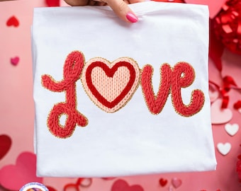 Valentinstag Liebe PNG Kunstgarn Valentine PNG Kokette Valentinstag Hemd Png Knüpfhaken Garn Gehäkeltes Herz PNG Preppy Sublimationsentwürfe