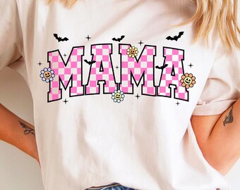 Mamá de Halloween (Png), Camiseta de mamá (Png), Halloween de moda (Png), Mamá a cuadros (Png), Universitaria (Png), Retro (Png), Temporada espeluznante (Png), Mamá de otoño