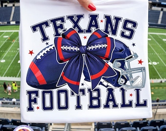 Texans Football PNG Houston Game Day Football Shirt PNG Mom Football Coquette Bow Sport Png Preppy Sublimation Designs Touchdown Season Png