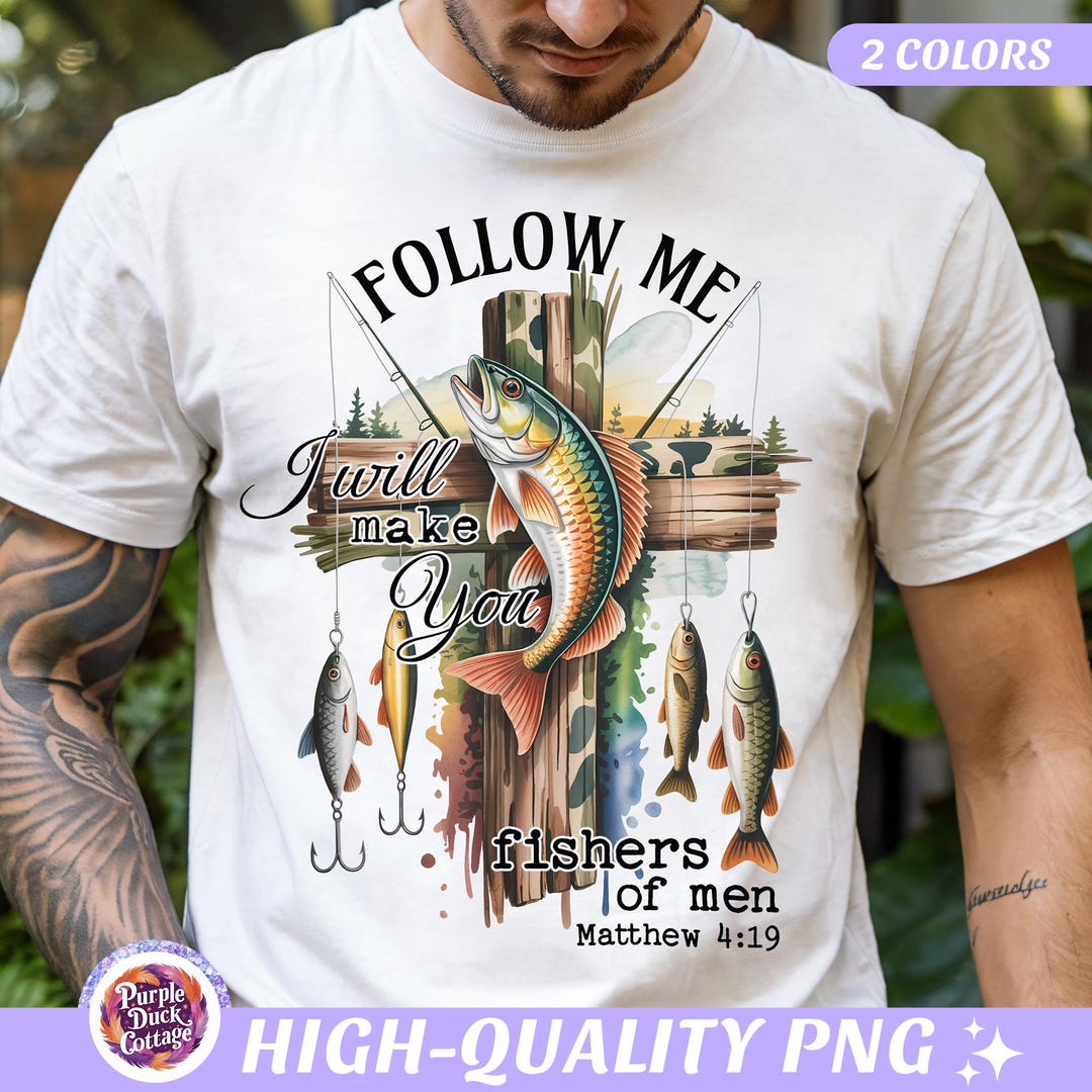 Fishers of Men Camo Cross Fishing PNG Christian Bible Verse Nature ...