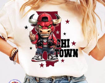 Camiseta del equipo Bulls de Chicago PNG, sublimación del día del juego, diseño de espíritu de baloncesto, temporada deportiva PNG, vibraciones del juego, descarga preppy