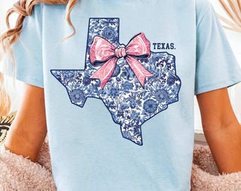 Texas Coquette Bow Png, State Png, Floral Coquette Texas Png, Trendy Texas Shirt Design, Preppy Chinoiserie DTF, Popular Png, Tshirt Design