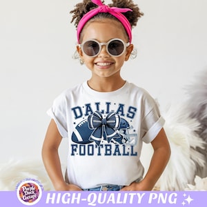 Dallas Football PNG with football coquette bow, helmet, and university text Dallas Football in blue – perfect for game day shirts, sublimation designs, and DTF prints.