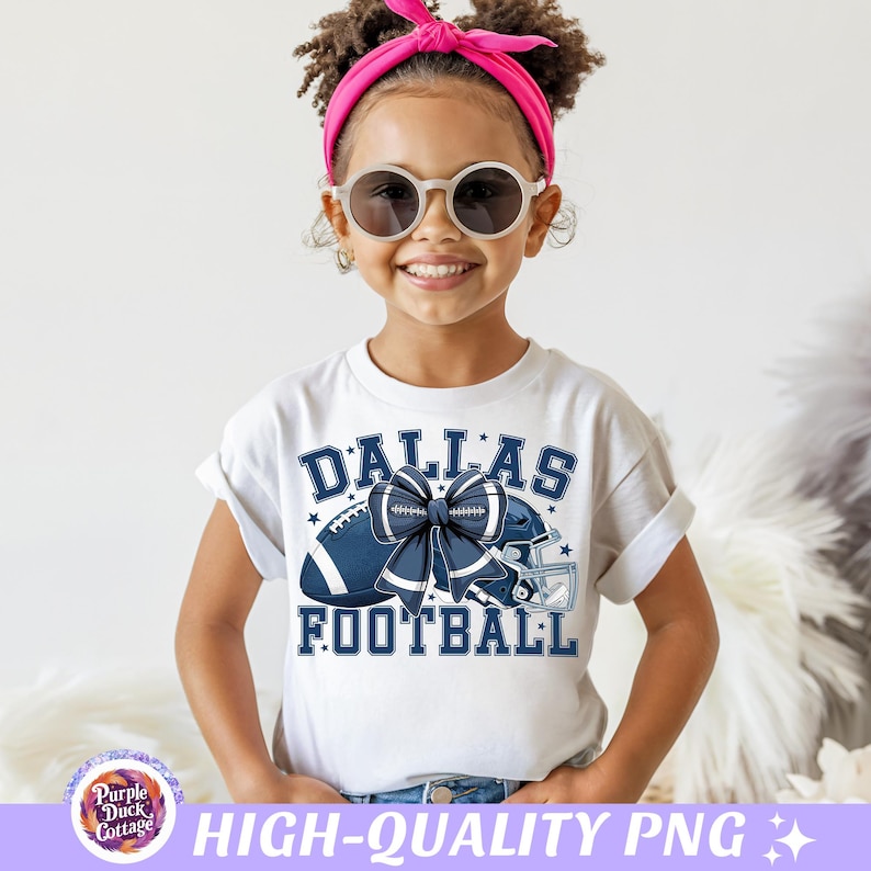Dallas Football PNG with football coquette bow, helmet, and university text Dallas Football in blue – perfect for game day shirts, sublimation designs, and DTF prints.