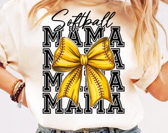 Softball Mama PNG Softball Bow PNG Game Day Sublimation Softball Shirt Design Mama Coquette Png Sport Mom PNG Gift Softball Season Design