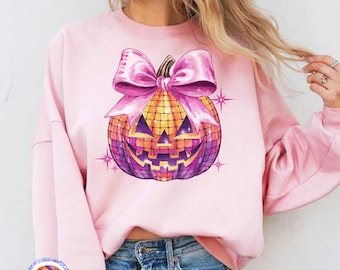 Halloween Kürbis Png Disko Kürbis, Kokette Bogen Png Ästhetischer Png Herbst Sublimation, Trendy Herbst Design Kürbis Coquette Herbstsaison