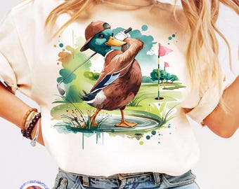 Mallard Duck PNG Watercolor Golf PNG Golfing Shirt Design Funny Golf Lover Gift Dad Golfer Sport Sublimation Game Day Golf Boy Digital Print